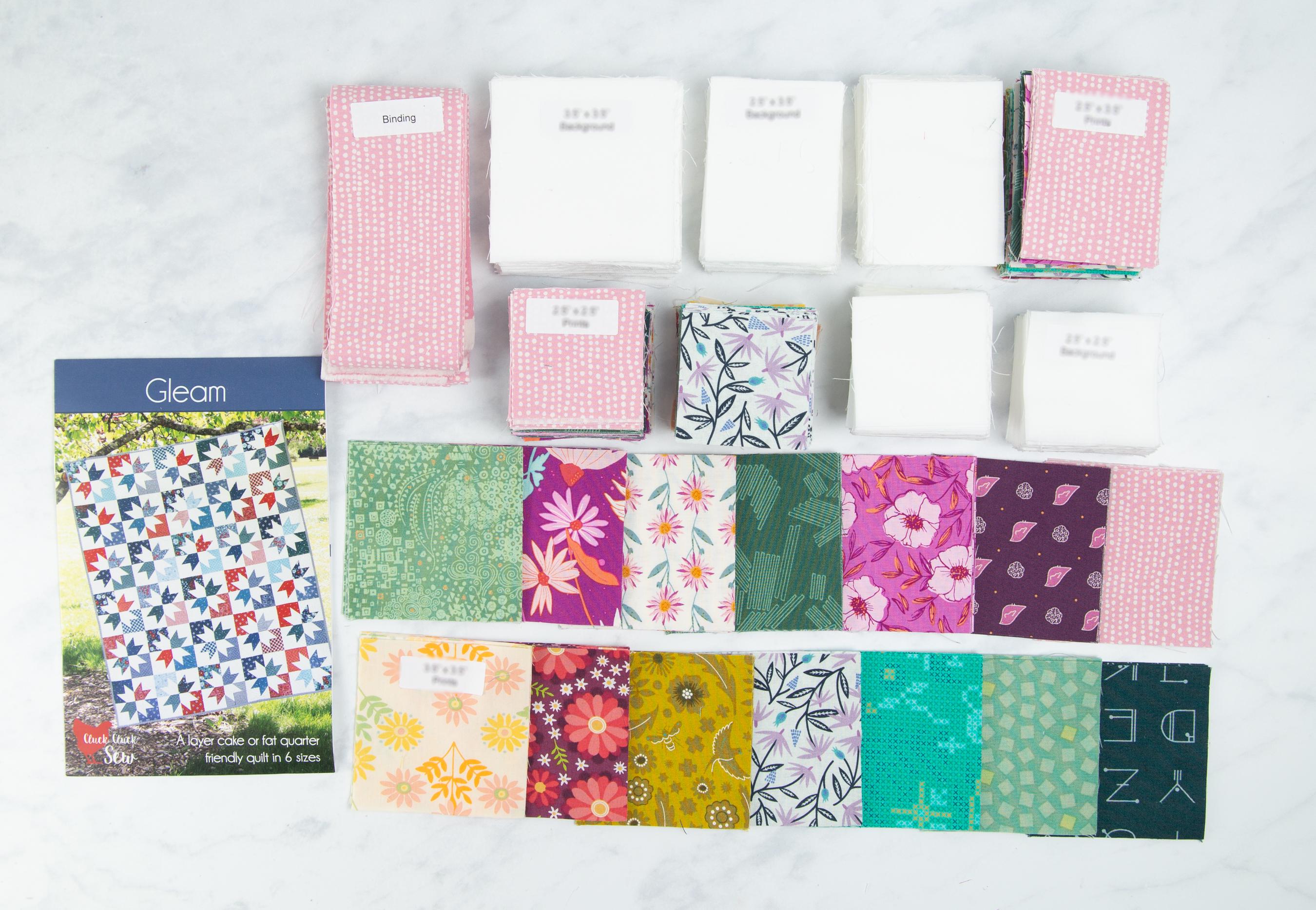 Precut Quilt Kit – Ready to Sew, Gleam in Pink and Green, Throw Size, Includes pattern (60" x 70")