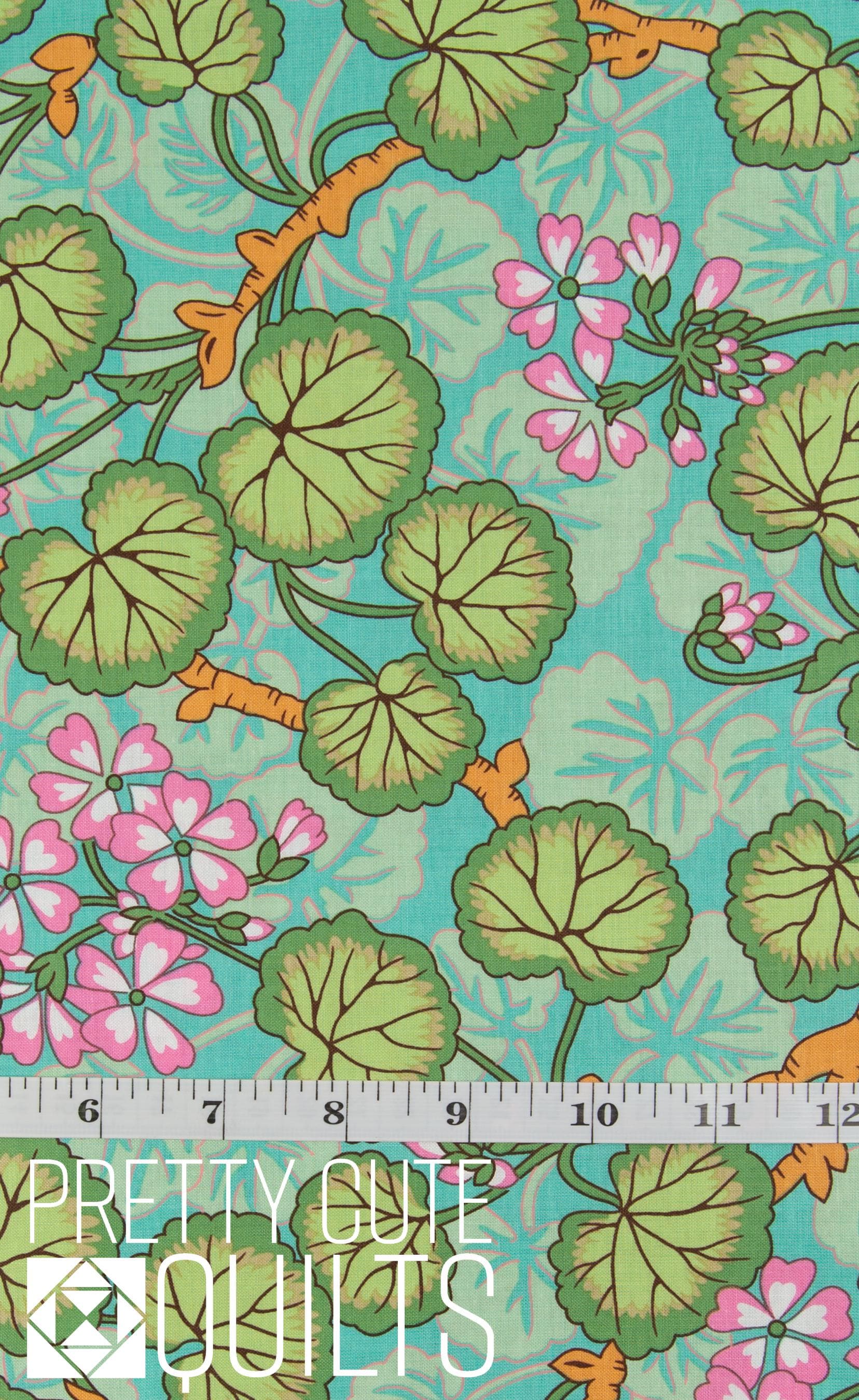 Kaffe Fassett Collective Climbing Geraniums - Green PWPJ110.GREEN