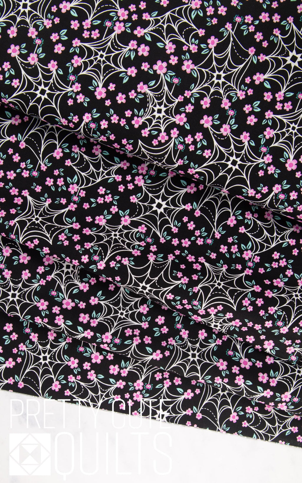 Ghostly Garden by KP Creates Web and Bloom Black, A-10198-K, Bright Floral Halloween Spiderwebs