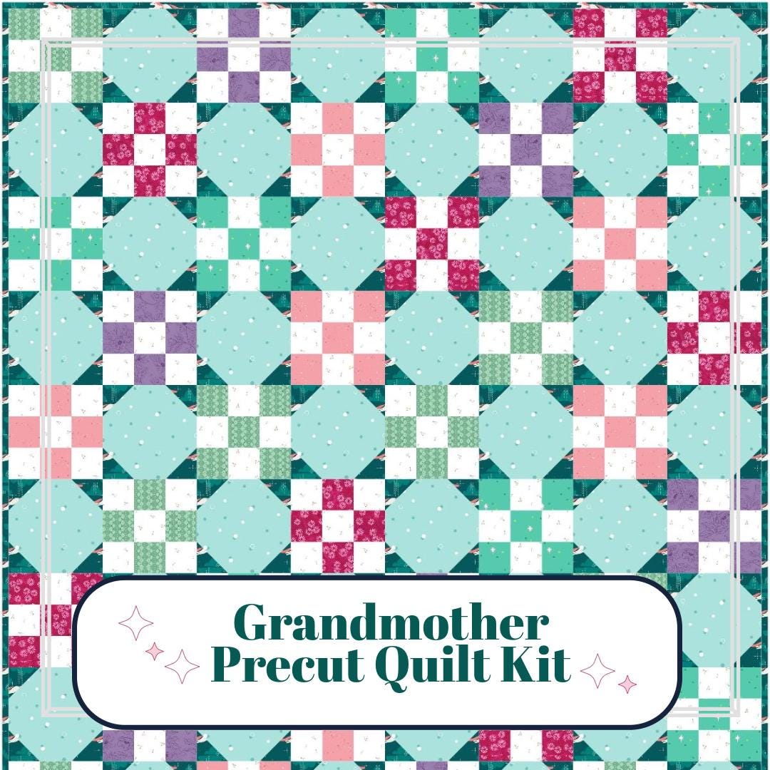 Precut Quilt Kit- Ready to Sew! | Grandmother Quilt Kit| Includes Printed Pattern  60" x 75" Throw Quilt Kit |Beginner Friendly