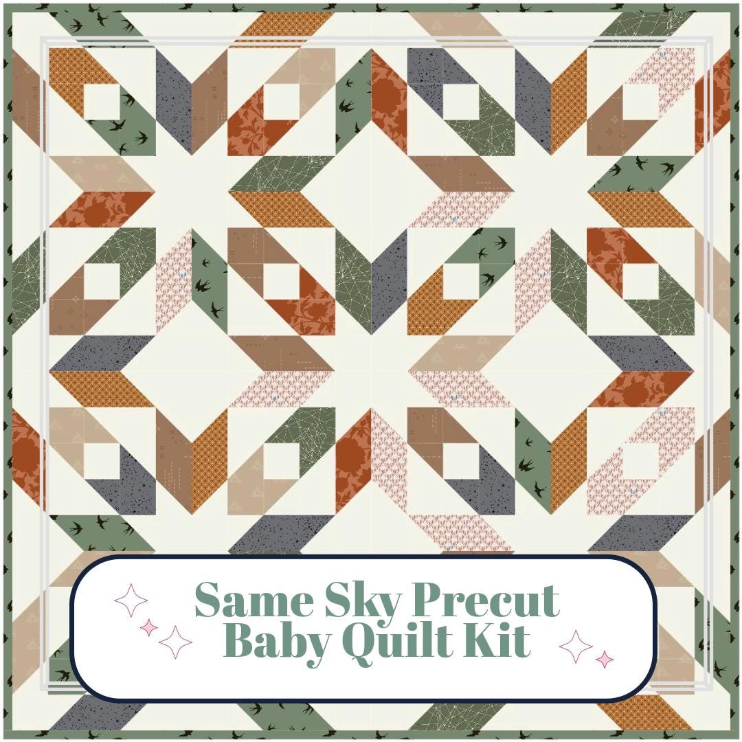 Precut Baby Quilt Kit - Ready to Sew! - Same Sky Baby Quilt - Includes Pattern (40" x40") Neutral colors - perfect for any nursery