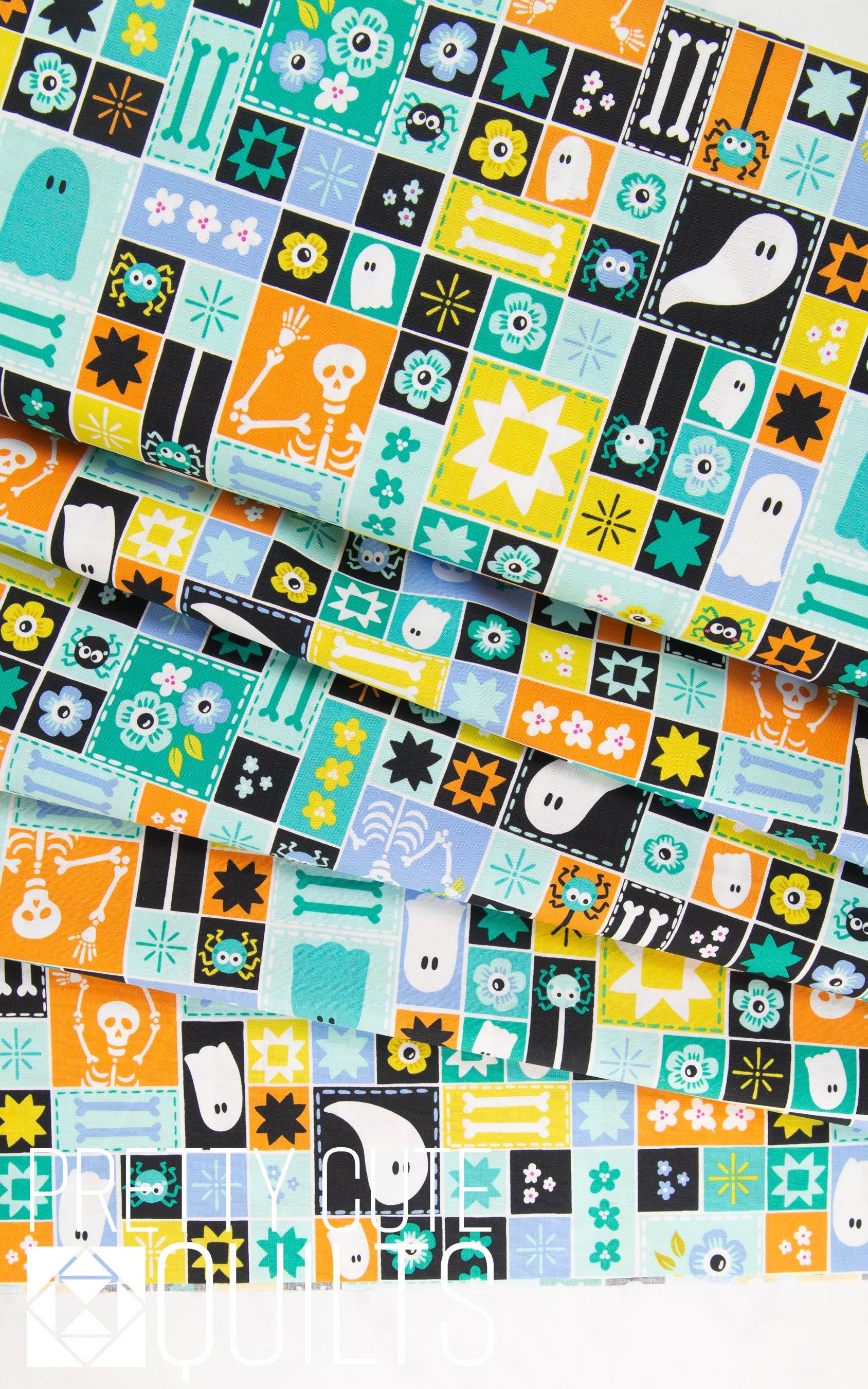 Ghostly Garden by KP Creates Sew Spooky Aqua, A-10195-T, Bright Halloween