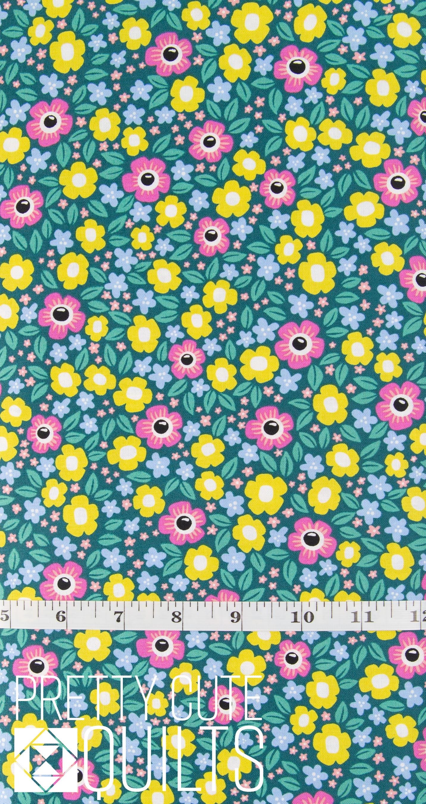 Ghostly Garden by KP Creates Floral Fright Teal, A-10197-T, Bright Floral Halloween