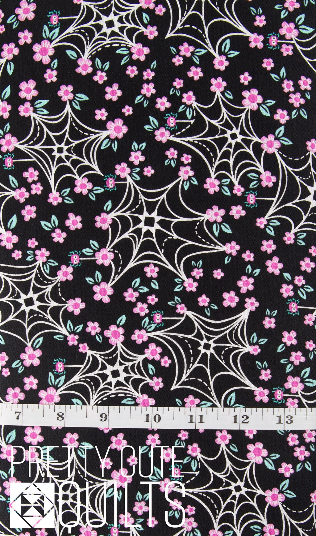 Ghostly Garden by KP Creates Web and Bloom Black, A-10198-K, Bright Floral Halloween Spiderwebs