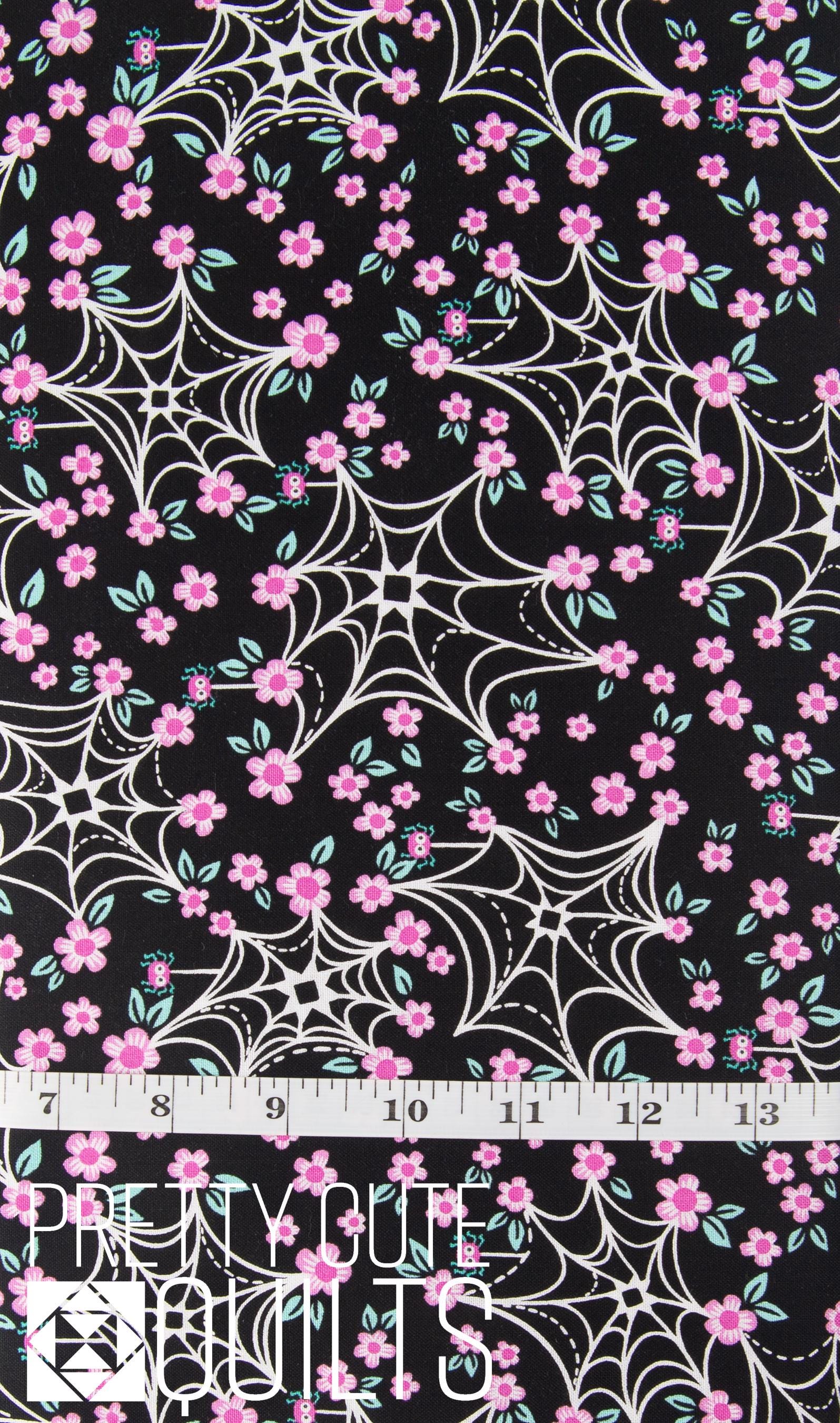 Ghostly Garden by KP Creates Web and Bloom Black, A-10198-K, Bright Floral Halloween Spiderwebs