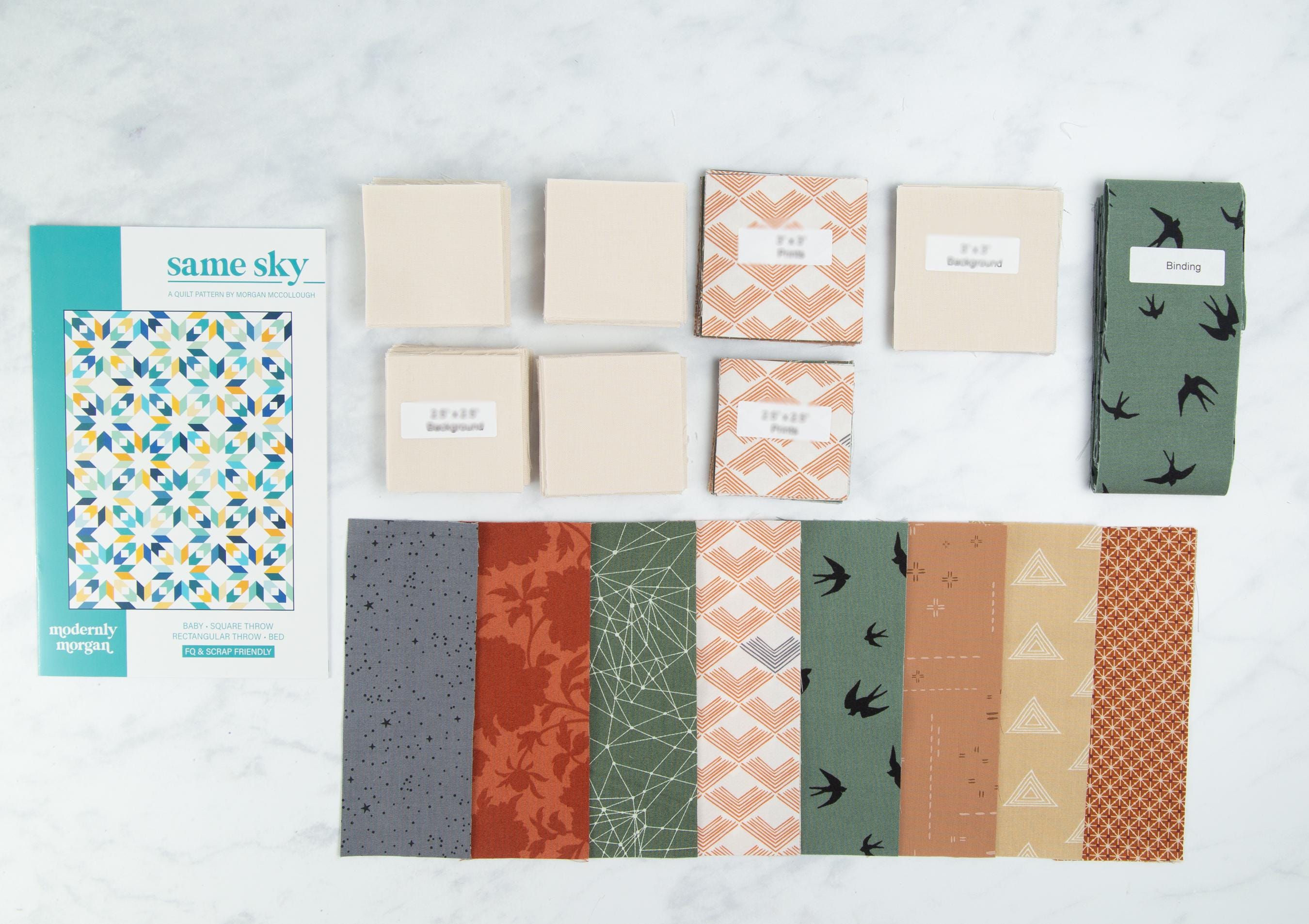 Precut Baby Quilt Kit - Ready to Sew! - Same Sky Baby Quilt - Includes Pattern (40" x40") Neutral colors - perfect for any nursery